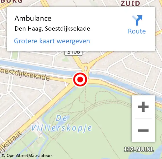 Locatie op kaart van de 112 melding: Ambulance Den Haag, Soestdijksekade op 15 december 2017 16:22