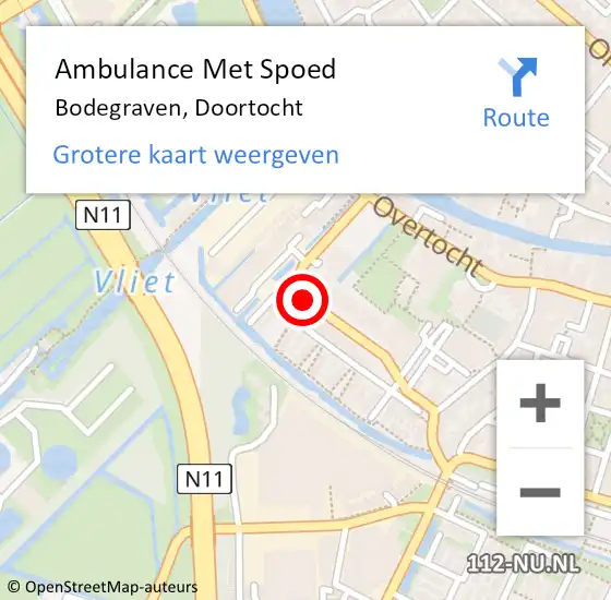 Locatie op kaart van de 112 melding: Ambulance Met Spoed Naar Bodegraven, Doortocht op 15 december 2017 16:32