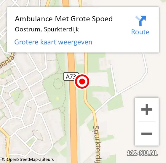 Locatie op kaart van de 112 melding: Ambulance Met Grote Spoed Naar Oostrum, Spurkterdijk op 15 december 2017 16:53