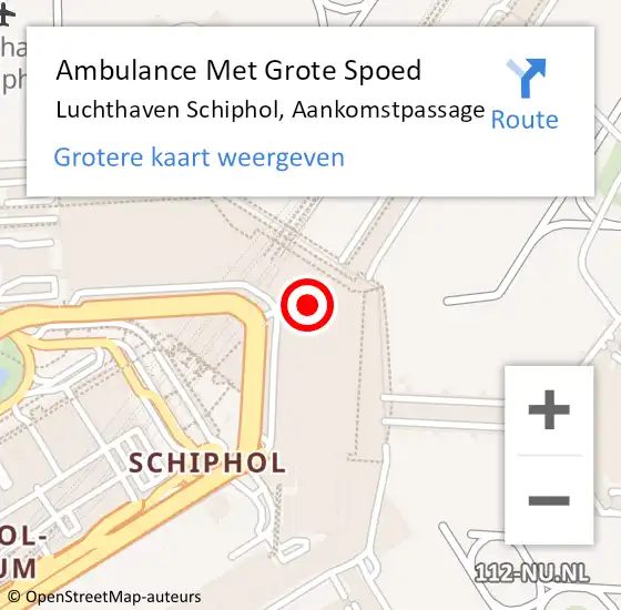 Locatie op kaart van de 112 melding: Ambulance Met Grote Spoed Naar Luchthaven Schiphol, Aankomstpassage op 15 december 2017 16:57