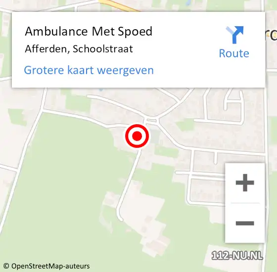 Locatie op kaart van de 112 melding: Ambulance Met Spoed Naar Afferden, Schoolstraat op 15 december 2017 17:32