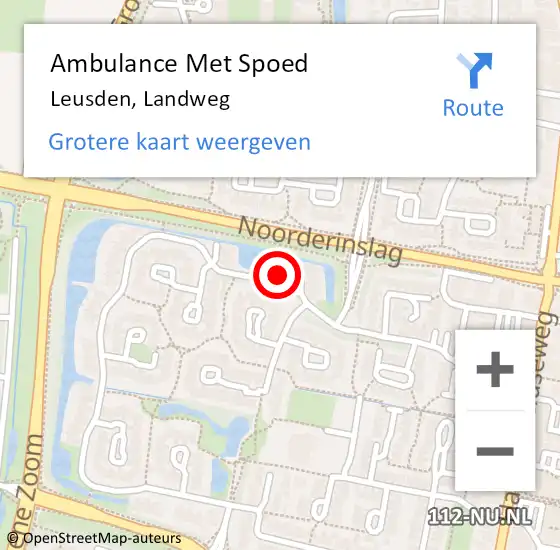 Locatie op kaart van de 112 melding: Ambulance Met Spoed Naar Leusden, Landweg op 15 december 2017 17:42