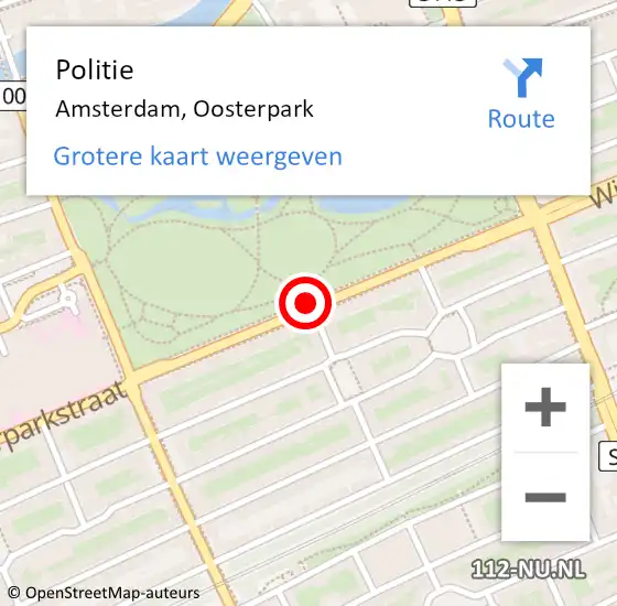 Locatie op kaart van de 112 melding: Politie Amsterdam, Oosterpark op 15 december 2017 17:51