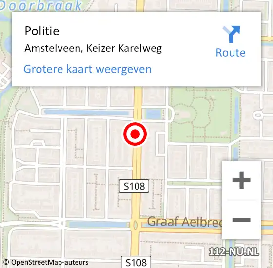 Locatie op kaart van de 112 melding: Politie Amstelveen, Keizer Karelweg op 15 december 2017 18:21