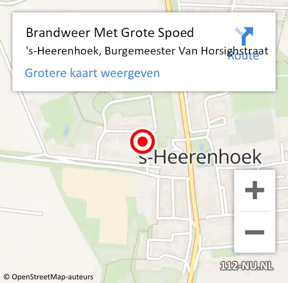 Locatie op kaart van de 112 melding: Brandweer Met Grote Spoed Naar 's-Heerenhoek, Burgemeester Van Horsighstraat op 15 december 2017 18:42