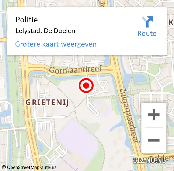 Locatie op kaart van de 112 melding: Politie Lelystad, De Doelen op 15 december 2017 19:20