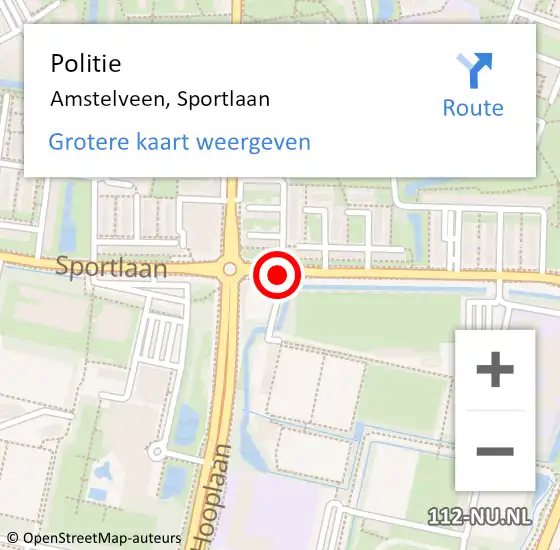 Locatie op kaart van de 112 melding: Politie Amstelveen, Sportlaan op 15 december 2017 19:59