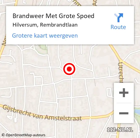 Locatie op kaart van de 112 melding: Brandweer Met Grote Spoed Naar Hilversum, Rembrandtlaan op 15 december 2017 21:49