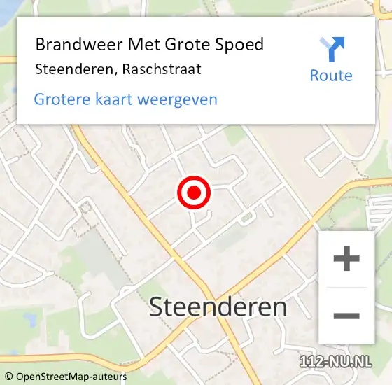 Locatie op kaart van de 112 melding: Brandweer Met Grote Spoed Naar Steenderen, Raschstraat op 15 december 2017 22:01