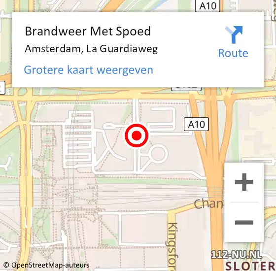 Locatie op kaart van de 112 melding: Brandweer Met Spoed Naar Amsterdam, La Guardiaweg op 15 december 2017 22:15