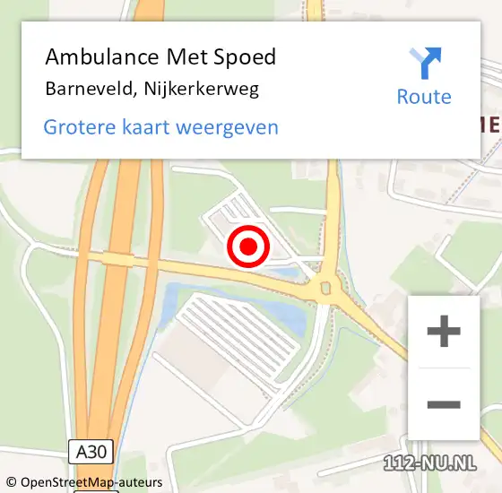 Locatie op kaart van de 112 melding: Ambulance Met Spoed Naar Barneveld, Nijkerkerweg op 15 december 2017 22:16