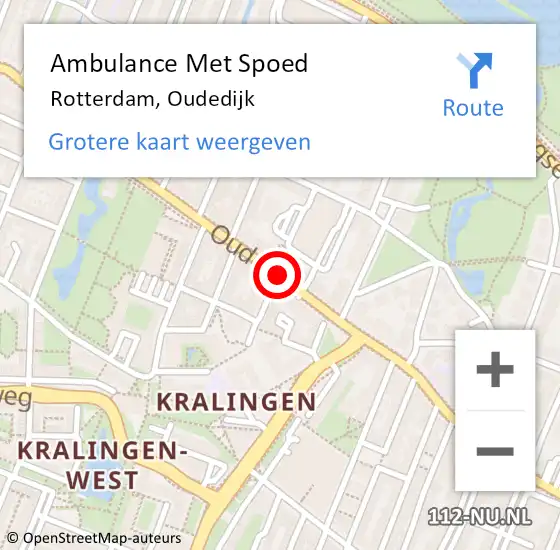 Locatie op kaart van de 112 melding: Ambulance Met Spoed Naar Rotterdam, Oudedijk op 15 december 2017 22:18