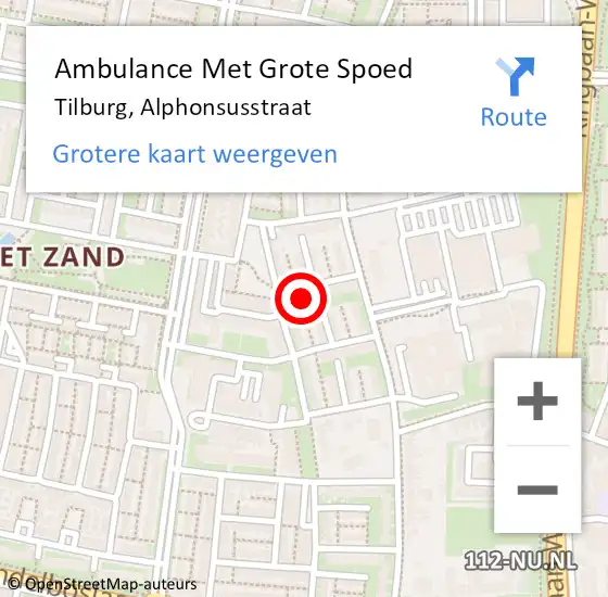 Locatie op kaart van de 112 melding: Ambulance Met Grote Spoed Naar Tilburg, Alphonsusstraat op 16 december 2017 00:09