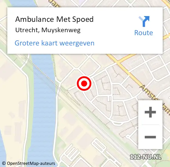 Locatie op kaart van de 112 melding: Ambulance Met Spoed Naar Utrecht, Muyskenweg op 16 december 2017 00:45