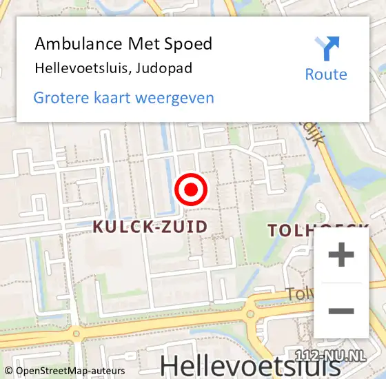 Locatie op kaart van de 112 melding: Ambulance Met Spoed Naar Hellevoetsluis, Judopad op 16 december 2017 00:54