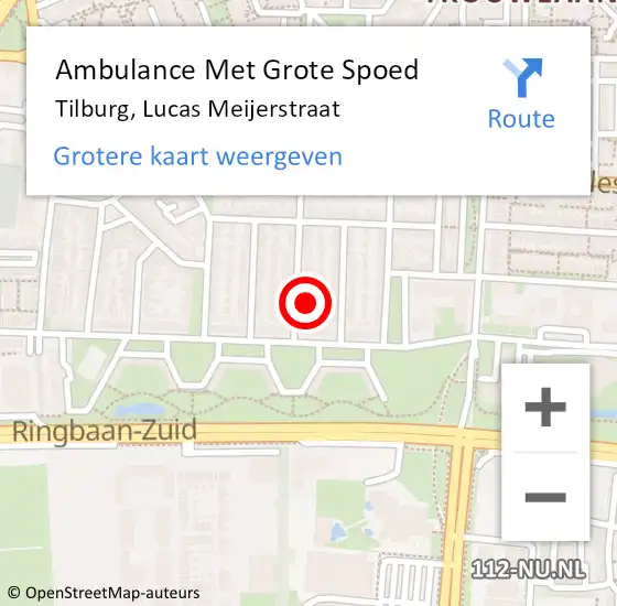 Locatie op kaart van de 112 melding: Ambulance Met Grote Spoed Naar Tilburg, Lucas Meijerstraat op 16 december 2017 03:10