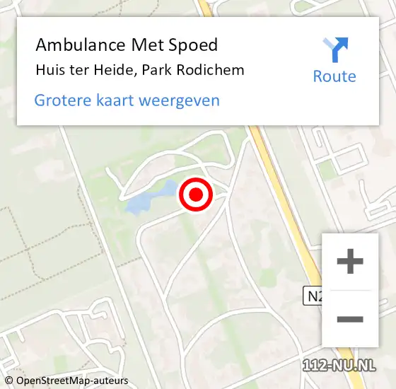 Locatie op kaart van de 112 melding: Ambulance Met Spoed Naar Huis ter Heide, Park Rodichem op 16 december 2017 07:57