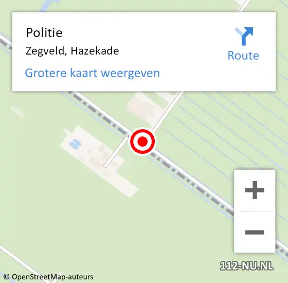 Locatie op kaart van de 112 melding: Politie Zegveld, Hazekade op 16 december 2017 08:21
