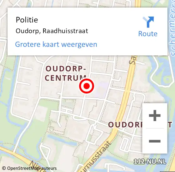 Locatie op kaart van de 112 melding: Politie Oudorp, Raadhuisstraat op 16 december 2017 08:56