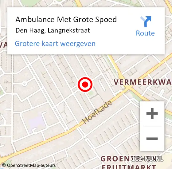 Locatie op kaart van de 112 melding: Ambulance Met Grote Spoed Naar Den Haag, Langnekstraat op 16 december 2017 11:09