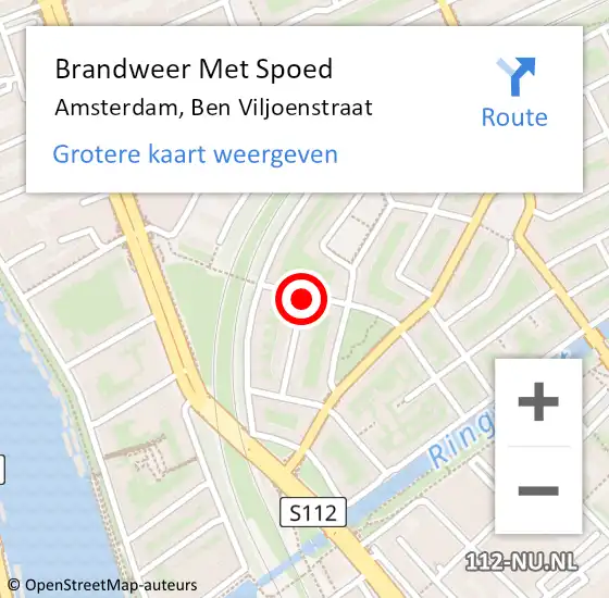 Locatie op kaart van de 112 melding: Brandweer Met Spoed Naar Amsterdam, Ben Viljoenstraat op 16 december 2017 13:11