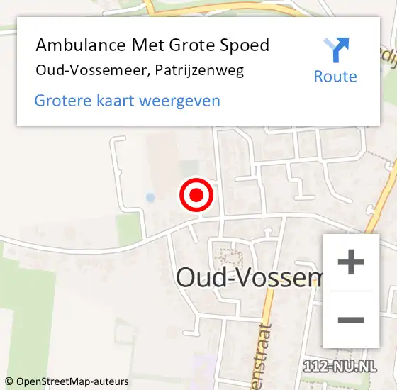 Locatie op kaart van de 112 melding: Ambulance Met Grote Spoed Naar Oud-Vossemeer, Patrijzenweg op 16 december 2017 13:37