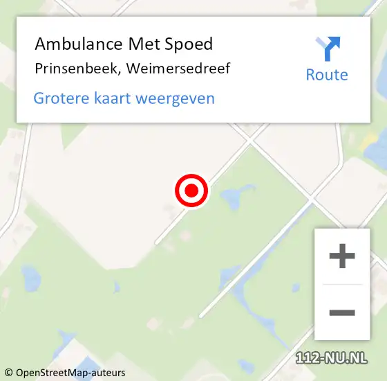 Locatie op kaart van de 112 melding: Ambulance Met Spoed Naar Prinsenbeek, Weimersedreef op 16 december 2017 18:26