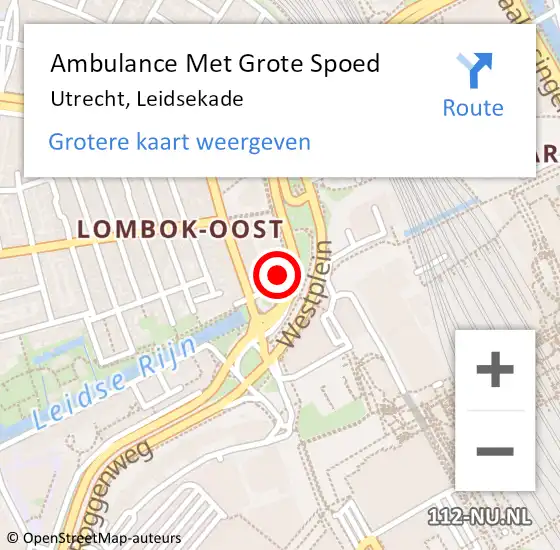 Locatie op kaart van de 112 melding: Ambulance Met Grote Spoed Naar Utrecht, Leidsekade op 17 december 2017 04:47