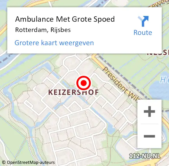 Locatie op kaart van de 112 melding: Ambulance Met Grote Spoed Naar Rotterdam, Rijsbes op 17 december 2017 08:05