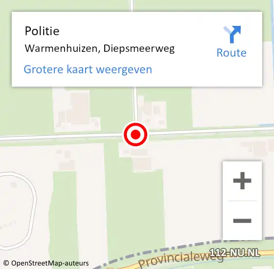 Locatie op kaart van de 112 melding: Politie Warmenhuizen, Diepsmeerweg op 17 december 2017 09:11