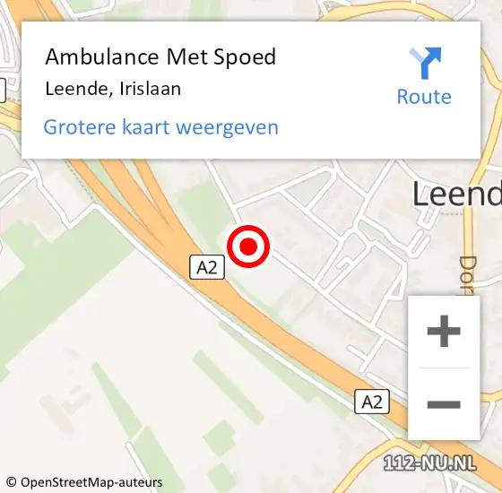 Locatie op kaart van de 112 melding: Ambulance Met Spoed Naar Leende, Irislaan op 17 december 2017 10:34