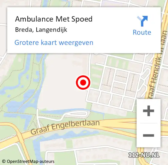 Locatie op kaart van de 112 melding: Ambulance Met Spoed Naar Breda, Langendijk op 17 december 2017 10:56