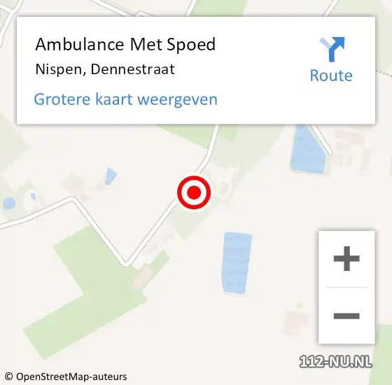 Locatie op kaart van de 112 melding: Ambulance Met Spoed Naar Nispen, Dennestraat op 17 december 2017 11:40