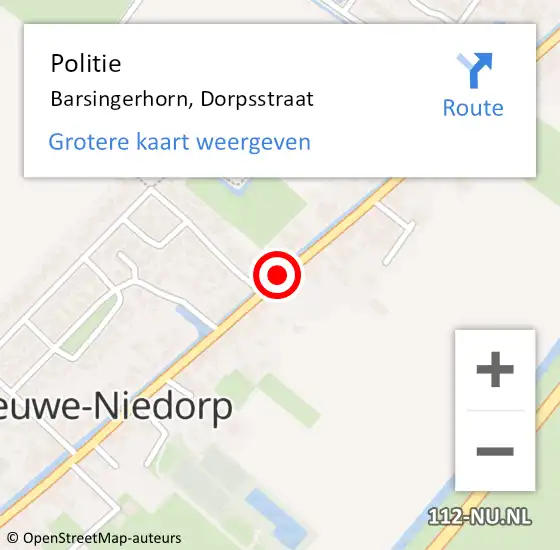 Locatie op kaart van de 112 melding: Politie Barsingerhorn, Dorpsstraat op 17 december 2017 12:06