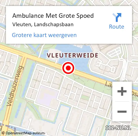 Locatie op kaart van de 112 melding: Ambulance Met Grote Spoed Naar Vleuten, Landschapsbaan op 17 december 2017 12:23