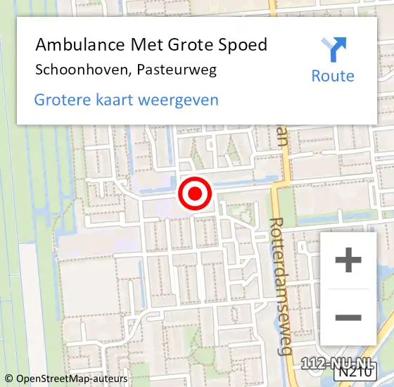 Locatie op kaart van de 112 melding: Ambulance Met Grote Spoed Naar Schoonhoven, Pasteurweg op 17 december 2017 13:14
