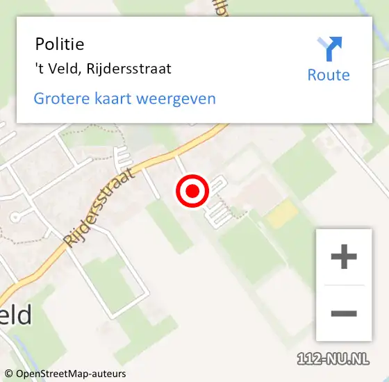 Locatie op kaart van de 112 melding: Politie 't Veld, Rijdersstraat op 17 december 2017 13:28
