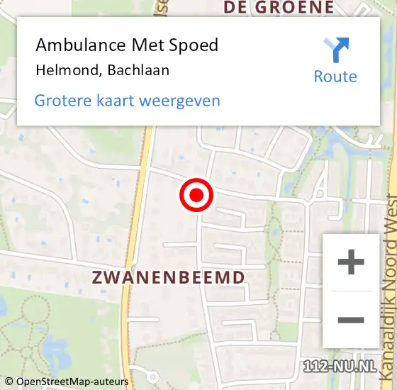 Locatie op kaart van de 112 melding: Ambulance Met Spoed Naar Helmond, Bachlaan op 17 december 2017 14:06