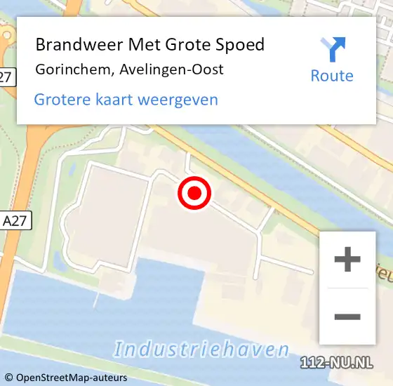Locatie op kaart van de 112 melding: Brandweer Met Grote Spoed Naar Gorinchem, Avelingen-Oost op 17 december 2017 14:07