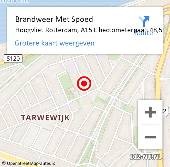 Locatie op kaart van de 112 melding: Brandweer Met Spoed Naar Hoogvliet Rotterdam, A15 L hectometerpaal: 48,5 op 17 december 2017 15:12