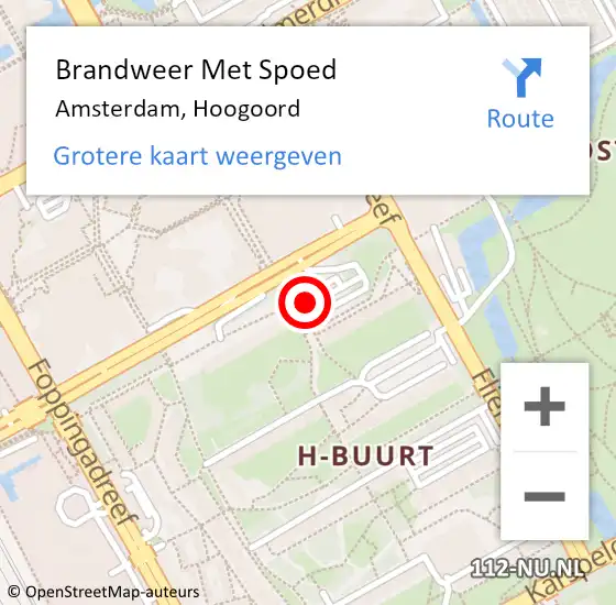 Locatie op kaart van de 112 melding: Brandweer Met Spoed Naar Amsterdam, Hoogoord op 17 december 2017 23:32