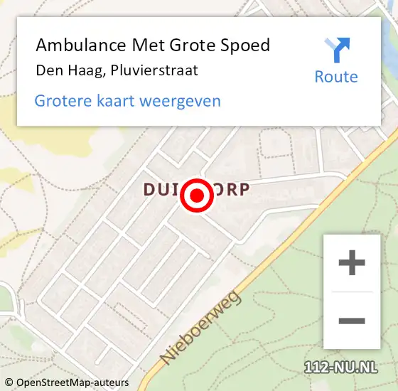 Locatie op kaart van de 112 melding: Ambulance Met Grote Spoed Naar Den Haag, Pluvierstraat op 18 december 2017 04:59