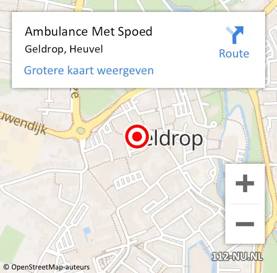 Locatie op kaart van de 112 melding: Ambulance Met Spoed Naar Geldrop, Heuvel op 18 december 2017 10:33