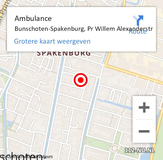 Locatie op kaart van de 112 melding: Ambulance Bunschoten-Spakenburg, Pr Willem Alexanderstr op 10 februari 2014 11:26