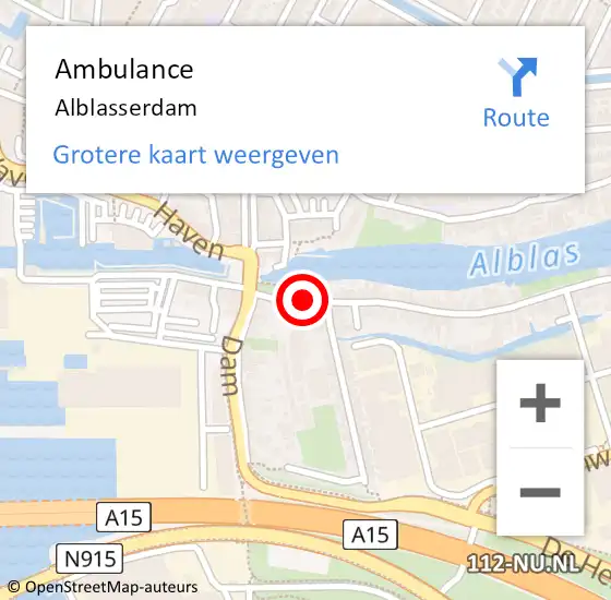 Locatie op kaart van de 112 melding: Ambulance Alblasserdam op 18 december 2017 12:34