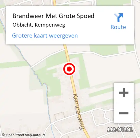 Locatie op kaart van de 112 melding: Brandweer Met Grote Spoed Naar Obbicht, Kempenweg op 18 december 2017 16:25