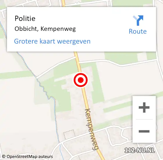 Locatie op kaart van de 112 melding: Politie Obbicht, Kempenweg op 18 december 2017 16:28