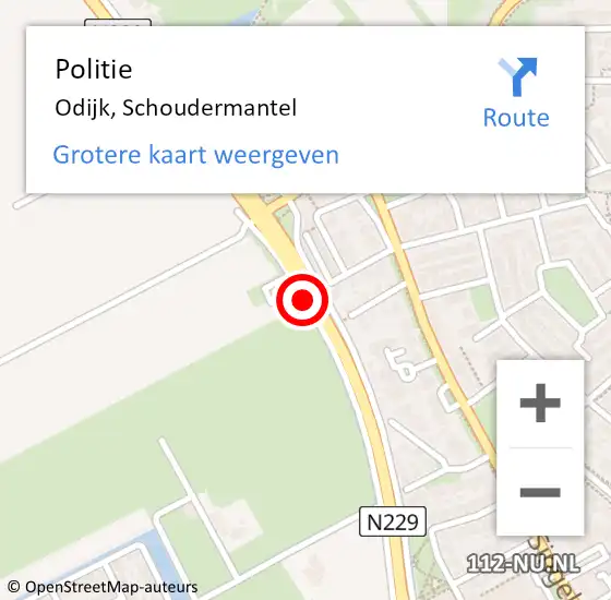 Locatie op kaart van de 112 melding: Politie Odijk, Schoudermantel op 18 december 2017 17:09