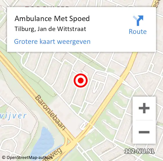 Locatie op kaart van de 112 melding: Ambulance Met Spoed Naar Tilburg, Jan de Wittstraat op 18 december 2017 20:30