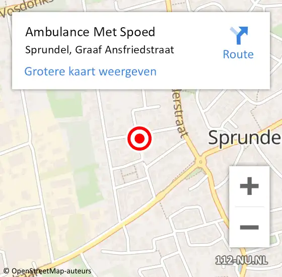 Locatie op kaart van de 112 melding: Ambulance Met Spoed Naar Sprundel, Graaf Ansfriedstraat op 18 december 2017 21:37